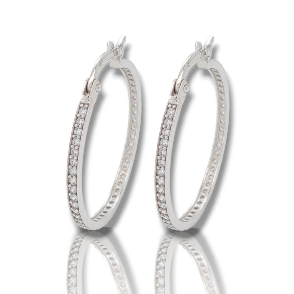 White gold hoop earrings with zircon k14  (code S198174)